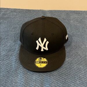New Era Black Fitted Yankees Cap with White Logo